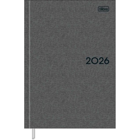 Agenda Executiva Costurada Diária 13,4 x 19,2 cm Milano Chumbo 2026