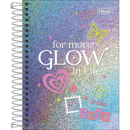Agenda Espiral Diária 11,7 x 16,4 cm Glow 2026