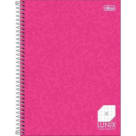 Caderno Quadriculado 7x7 mm Espiral Capa Dura Universitário Lunix 80 Folhas
