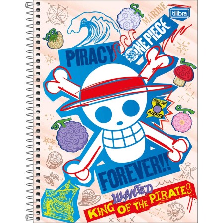 Caderno Espiral Capa Dura Universitário Connect 1 Matéria One Piece Netflix 80 Folhas