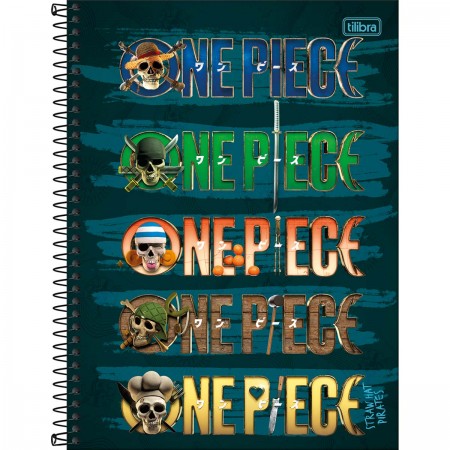 Caderno Espiral Capa Dura Universitário Connect 10 Matérias One Piece Netflix 160 Folhas