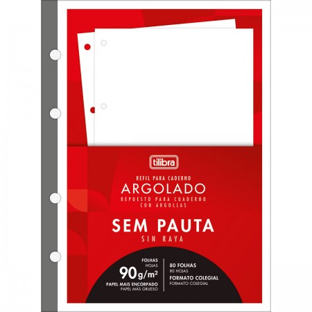 Refil Tiliflex para Caderno Argolado Colegial 80 Folhas Sem Pauta 90 Gramas