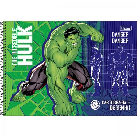 Caderno de Cartografia e Desenho Espiral Capa Dura Hulk 80 Folhas