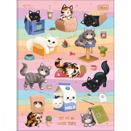 Caderno Brochura Capa Dura Universitário Purrfect Cats 80 Folhas