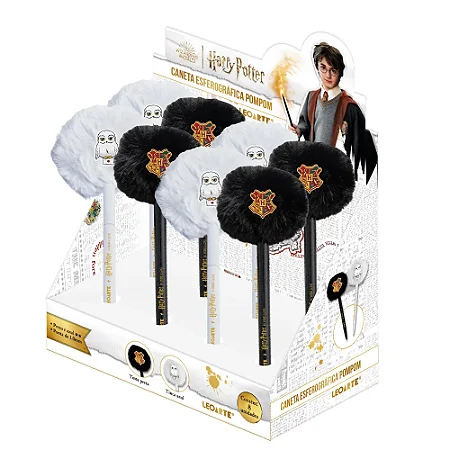 CANETA POMPOM COM APLIQUE HARRY POTTER - UNIDADE - LEOARTE