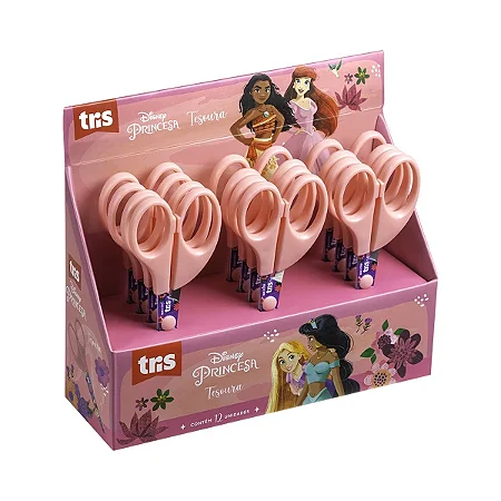 Tesoura Escolar Princesas - Lâmina Decorada - 13cm - Unidade Tris