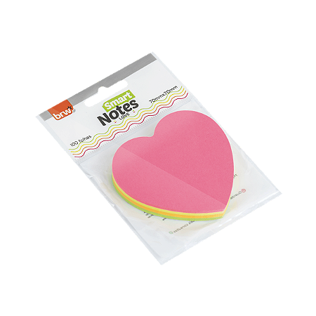 BLOCO SMART NOTES CORAÇÃO 70X70MM - COLORIDO NEON - 100FLS - 1BLOCO - BRW