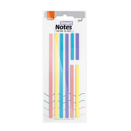 BLOCO SMART NOTES MARCA-TEXTO - COLORIDO PASTEL - 20FLS - 8BLOCOS - BRW