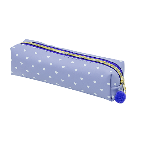 ESTOJO ESTAMPADO - 1 ZIPER C/POMPOM - LILAS E BRANCO - BRW
