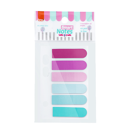 MARCADOR DE PÁGINAS 12X44MM - TUTTI-FRUTTI - P/ FICHÁRIO - 6 CORES