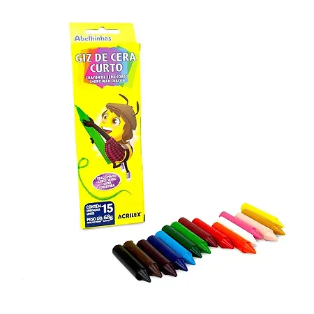 Giz de Cera Curto 15 cores - Acrilex