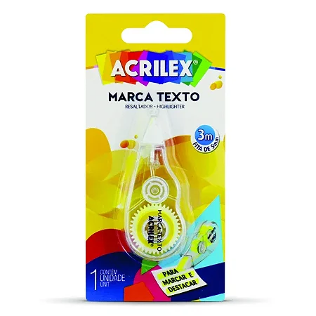 Marca Texto em Fita  Amarelo - 3m x 5mm -Acrilex