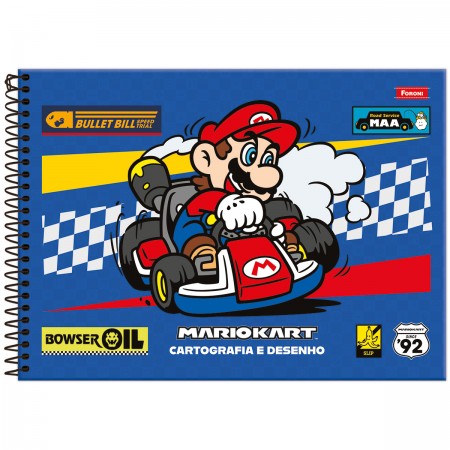 Caderno Cartografia Capa Dura Super Mario 80 Folhas