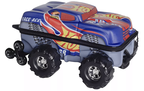 Mala Infantil Hotwheels Race Monster Trucks Maxtoy Diplomata com Rodinha Tripla