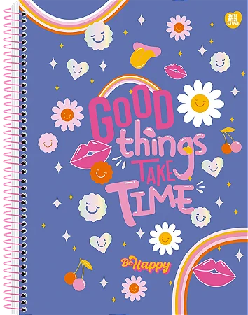 Caderno Universitário 10 Matérias Capa Dura Be Happy