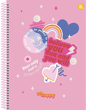 Caderno Universitário 1 Matéria Capa Dura Be Happy