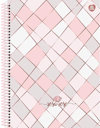 Caderno Universitário 10 Matérias Capa Dura Rosa Rose
