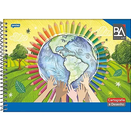 Caderno Cartografia Basic Art Capa flexível 96 Folhas