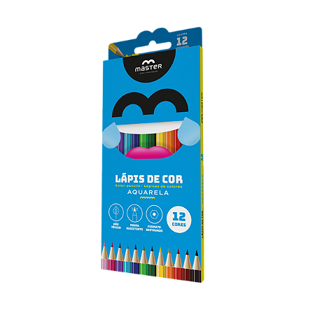 Lápis de cor C/12 cores madeira Aquarelável - Master