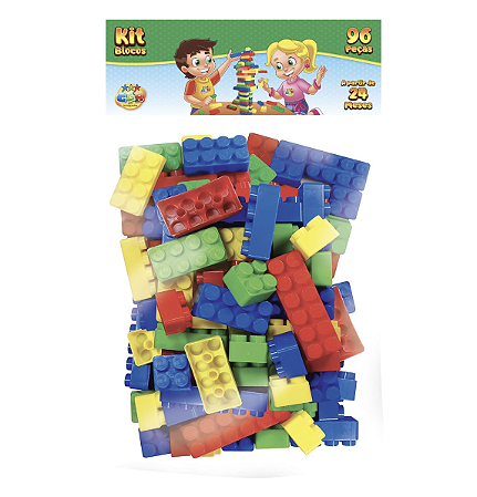 Blocos De Montar Infantil Colorido Educativo 96 Peças