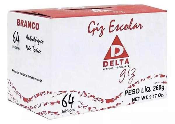 Giz Branco Escolar Para Quadro Verde Negro Delta 64 Unidades