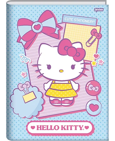 CADERNO BROCHURA GRANDE CAPA DURA HELLO KITTY 80 FOLHAS