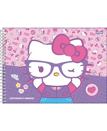 Caderno Cartografia Hello Kitty Capa Dura 80 Folhas