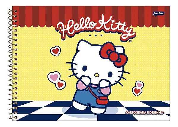 Caderno Cartografia Hello Kitty Capa Dura 80 Folhas
