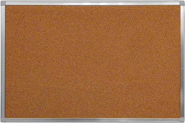 Quadro de Avisos Cortiça Moldura Alumínio 60x40cm Stalo