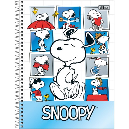 Caderno Espiral Capa Dura Universitário 10 Matérias Snoopy 160 Folhas Sortidos Tilibra