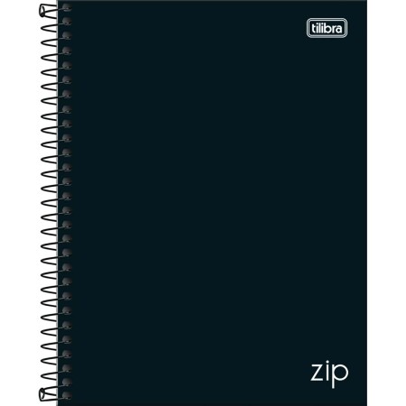 Caderno Espiral Capa Dura Colegial 10 Matérias Zip Preto 160 Folhas Tilibra