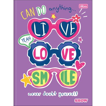 Caderno Brochura Capa Dura Universitário Show Feminino 80 Folhas Sortidos Tilibra