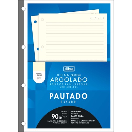 Refil Tiliflex Creme para Caderno Argolado Universitário 80 Folhas