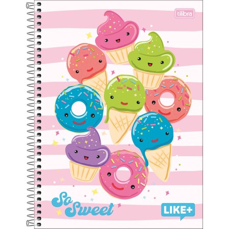 Caderno Espiral Capa Dura Universitário 16 Matérias Like+ Feminino 320 Folhas Sortidos
