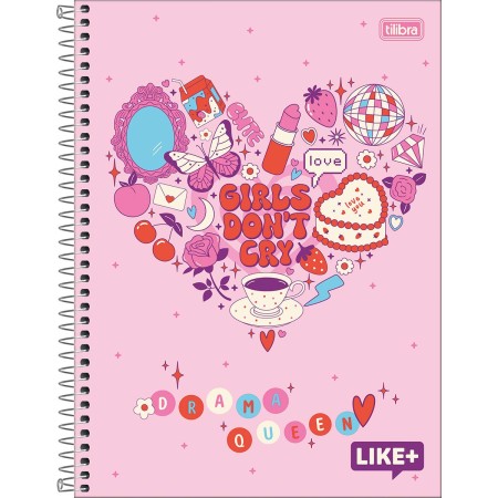 Caderno Espiral Capa Dura Universitário 16 Matérias Like+ Feminino 320 Folhas Sortidos
