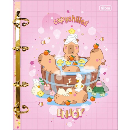 Caderno Argolado Cartonado Colegial Capyclub 80 Folhas