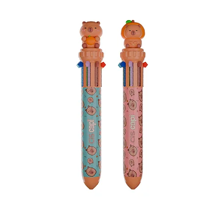 Caneta esferográfica 0.7mm 10 cores Capivara Sortidos - Unidade