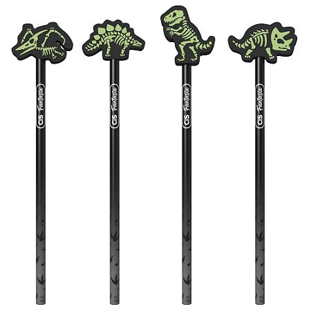 Lápis Preto HB Fantasia Dinoglow Com Borracha CiS Sortidos - Unidade