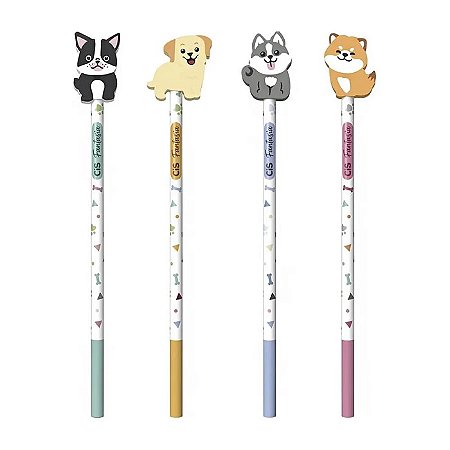 Lápis Preto Cis Fantasia Com Borracha Pets Sortidos - Unidade