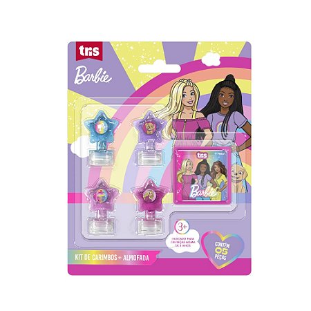 Kit Carimbo + Almofada Cartela C/5 peças Barbie