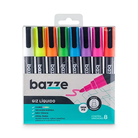 Giz Líquido Conjunto C/8 Cores - Bazze