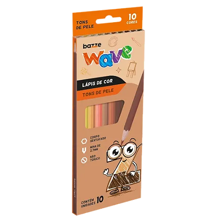 Lápis de Cor Wave Tons de Pele 10 cores Bazze