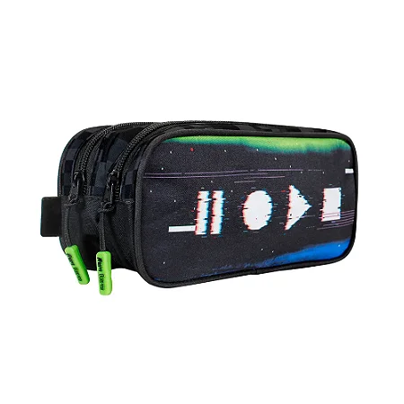 Estojo Duplo Escolar College Game Glitch