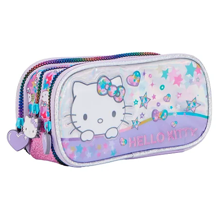 Estojo Triplo Escolar Hello Kitty