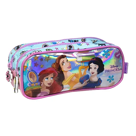 Estojo Triplo Escolar Princesas Disney