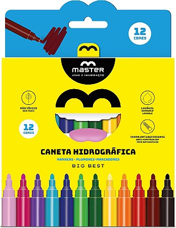 Caneta Hidrográfica Jumbo Big Best 12 Cores - Master