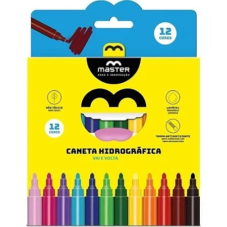 CANETA HIDROGRAFICA VAI E VOLTA 12 CORES - MASTER
