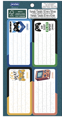 ETIQUETA ESCOLAR ADESIVA – PLAYER ONE