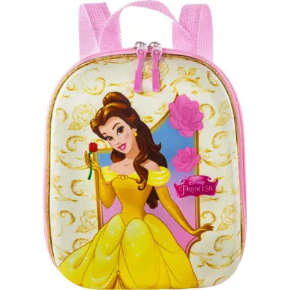 Mochila Infantil Princesa Bela Maxtoy Diplomata com Alça de Costas