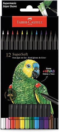 Lápis De Cor 12 cores Ecolápis Supersoft - Faber-Castell